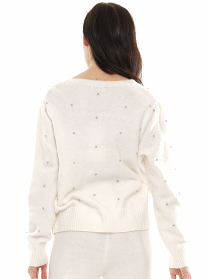 Overlapped Gem Embellished Top & Pant 2-Piece Set