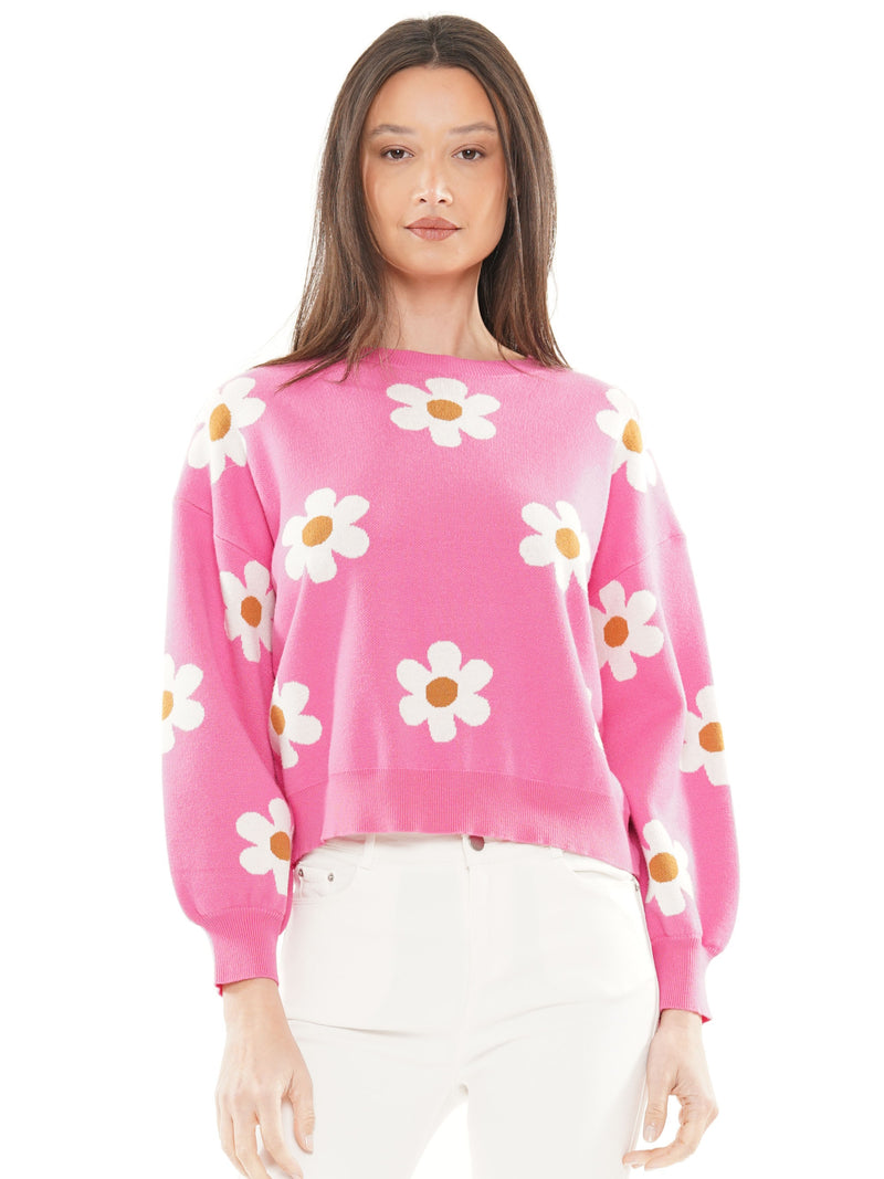 Floral knit sweater