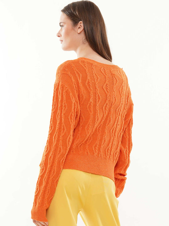 Cable knit cardigan with shiny button detail