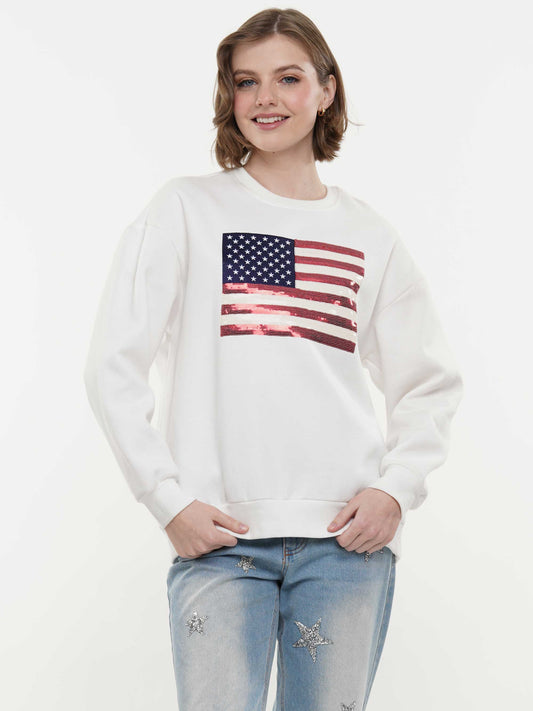 Sequin American Flag Sweatshirt