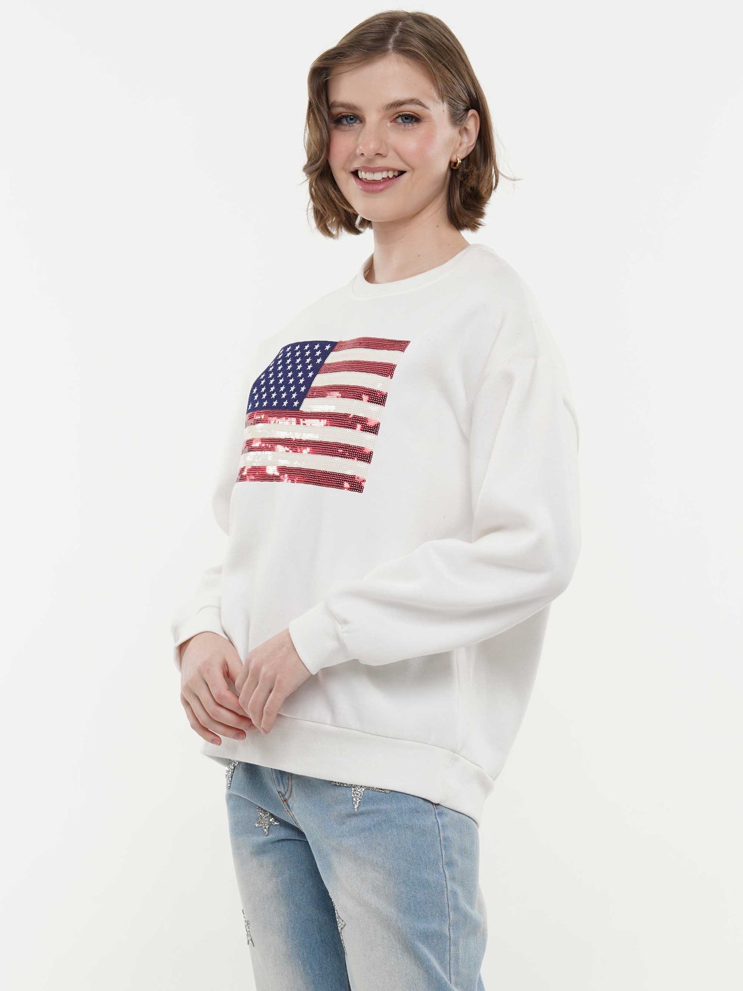 Sequin American Flag Sweatshirt