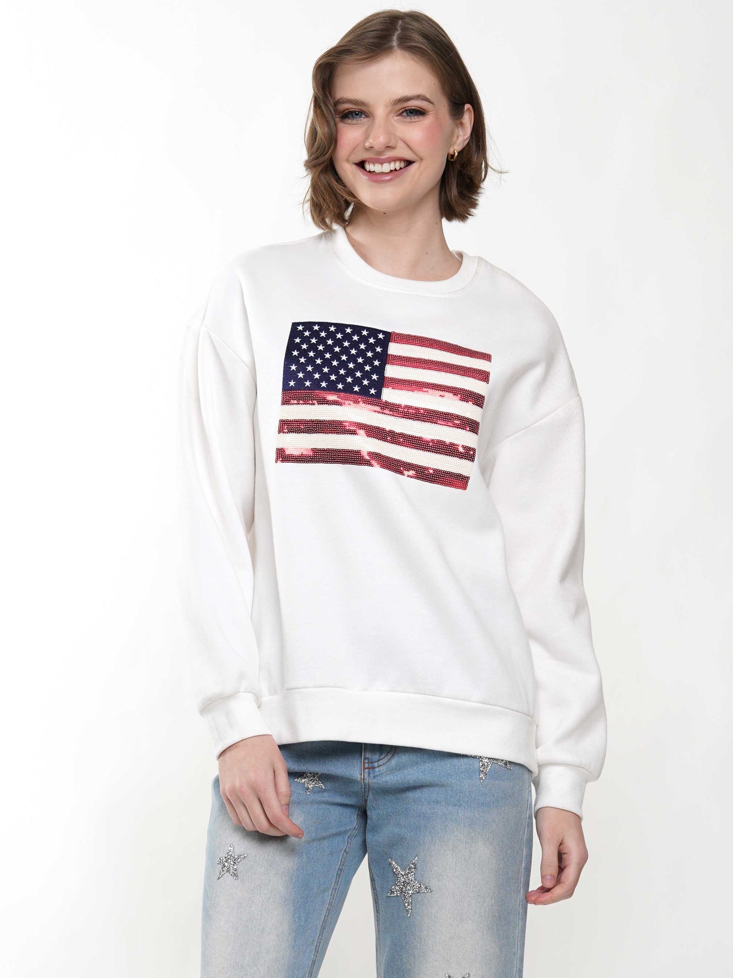 Sequin American Flag Sweatshirt