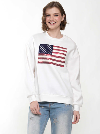 Sequin American Flag Sweatshirt