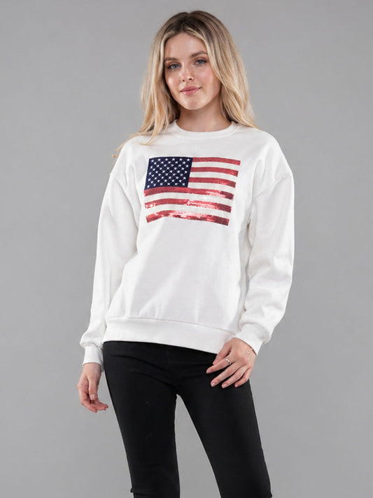 Sequin American Flag Sweatshirt