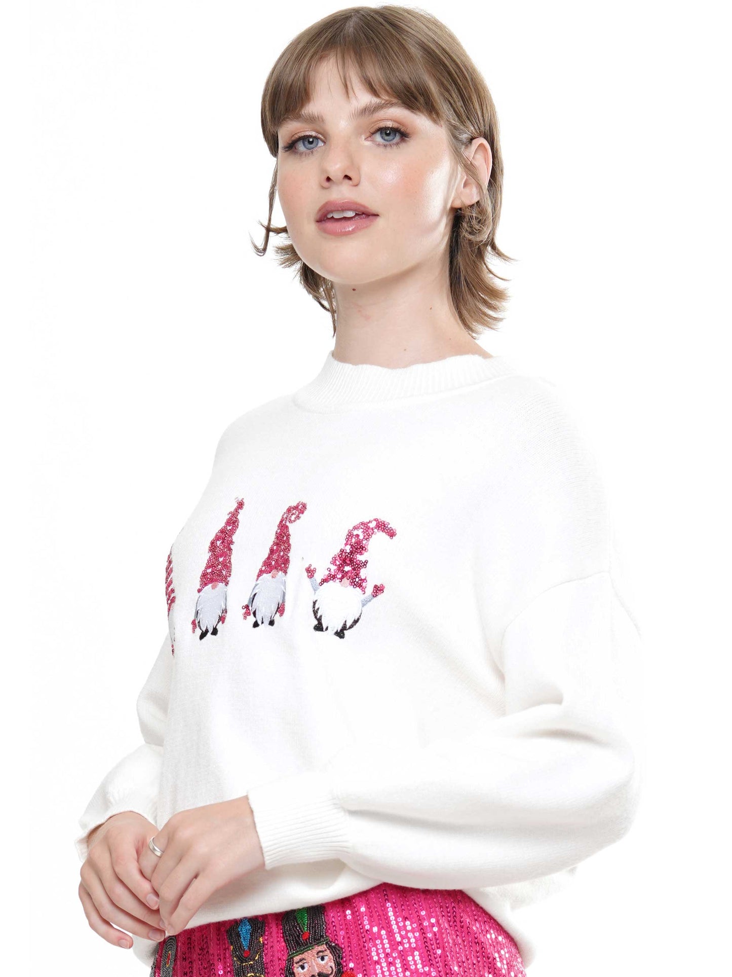 Gnome Sequin Knit Sweater