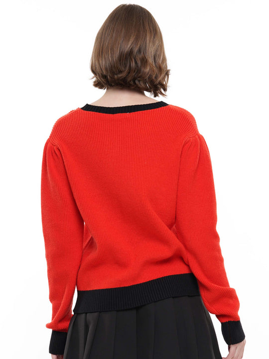 Sequin Bull Dog Knit Long Sleeve