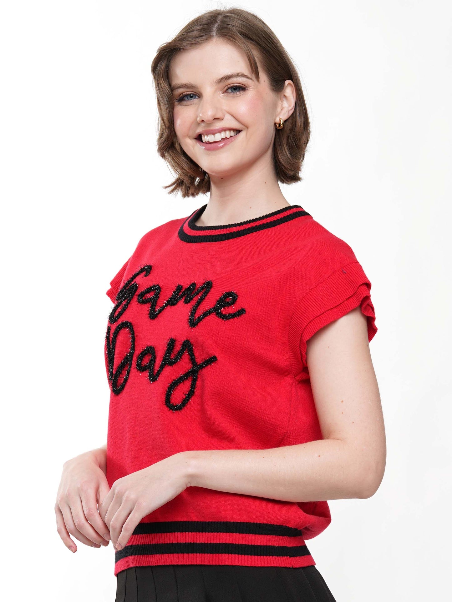 Game Day Ruffled Sleeve Knit
