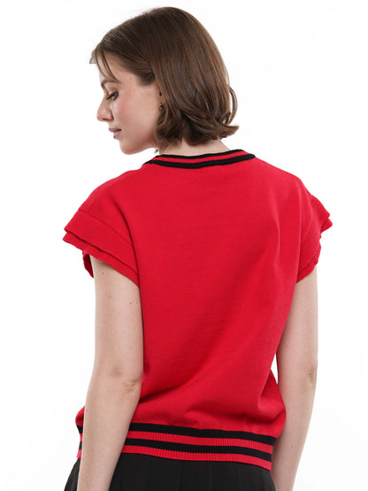 Game Day Ruffled Sleeve Knit