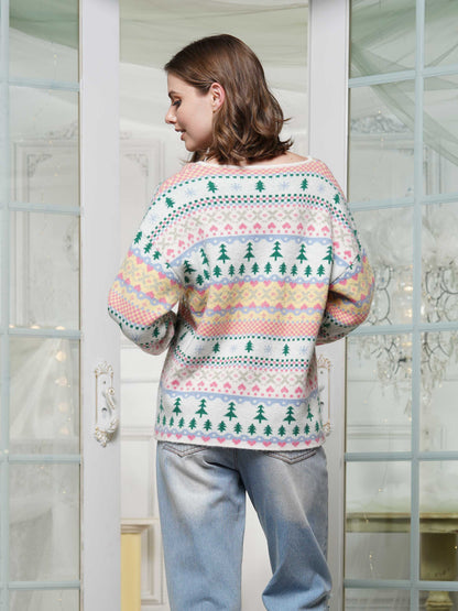 Christmas Print V-Neck