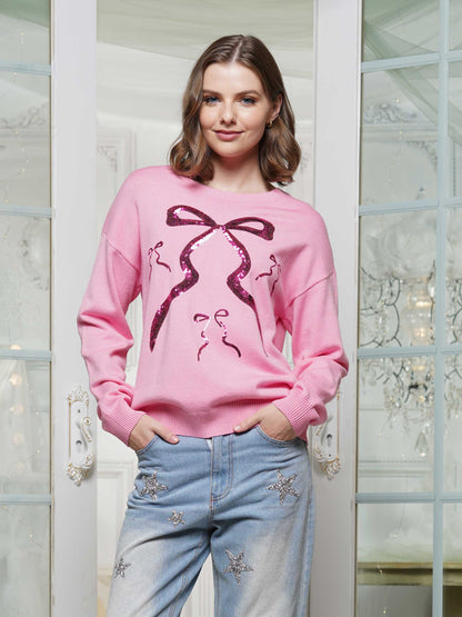 Ribbon sequin Sweater