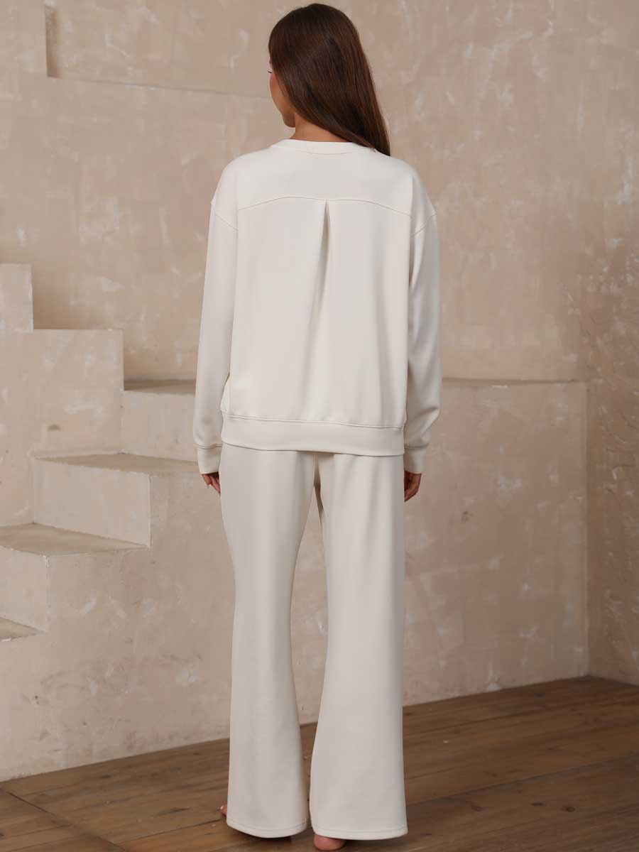 Modal Soft Crew Neck Sweatshirt & Pants 2-Piece Set