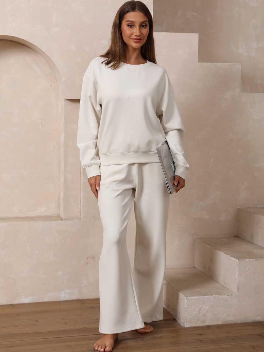 Modal Soft Crew Neck Sweatshirt & Pants 2-Piece Set