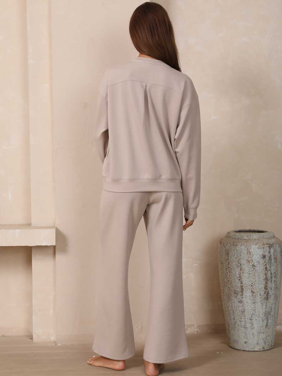 Modal Soft Crew Neck Sweatshirt & Pants 2-Piece Set