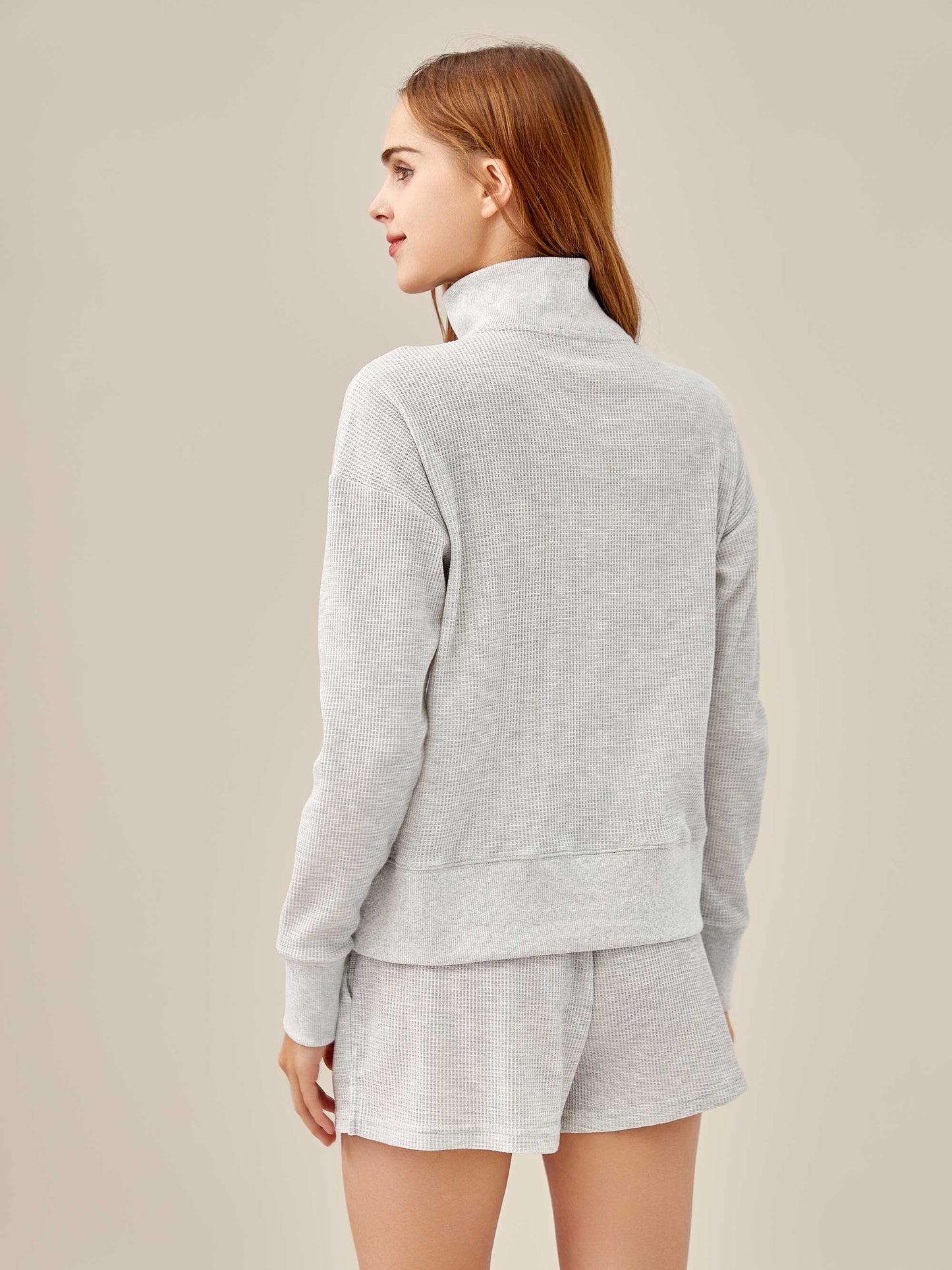 Waffled Henley Pullover Set