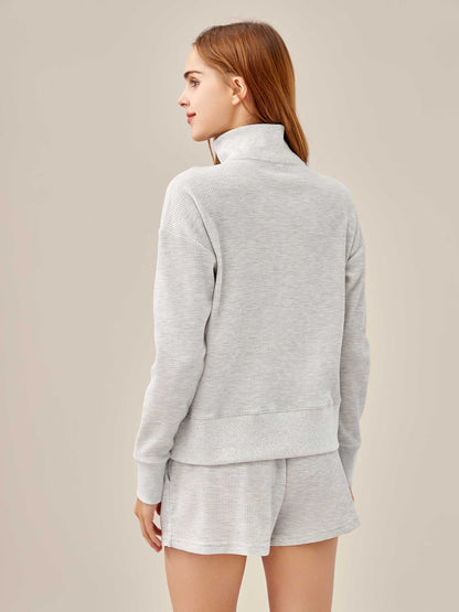 Waffled Henley Pullover Set