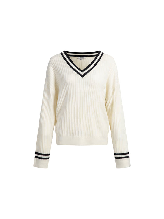 Cozy Ribbed Loungewear 2-Piece Set with Sporty Stripes