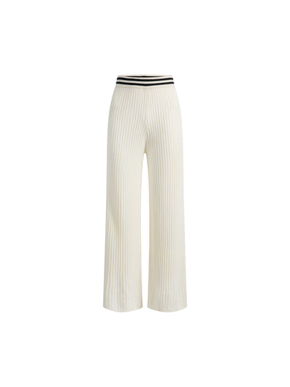 Cozy Ribbed Loungewear 2-Piece Set with Sporty Stripes
