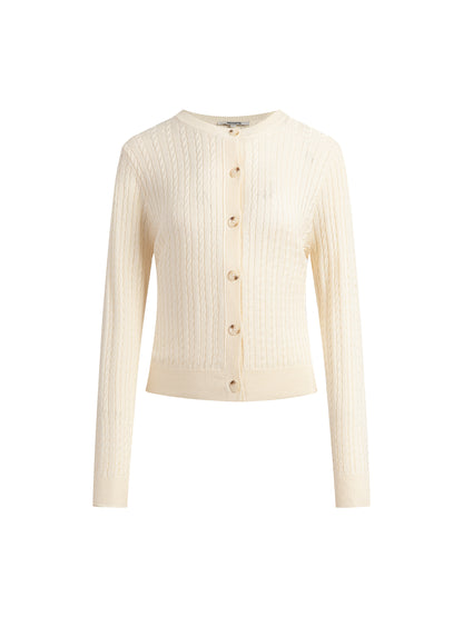 Cable Knit Cardigan and Pants 2-Piece Set