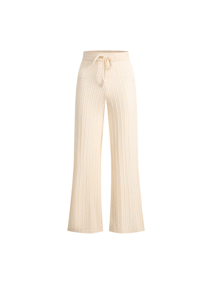 Cable Knit Cardigan and Pants 2-Piece Set