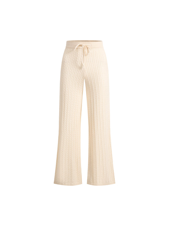 Cable Knit Cardigan and Pants 2-Piece Set