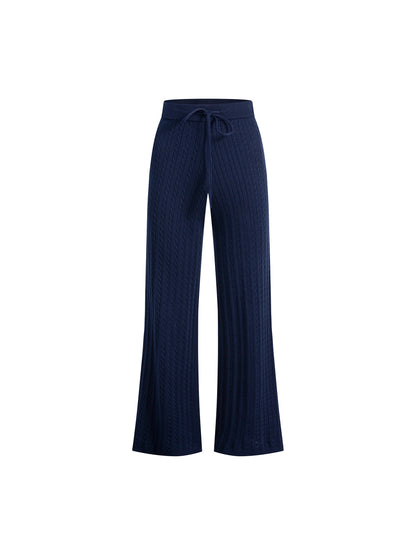 Cable Knit Cardigan and Pants 2-Piece Set