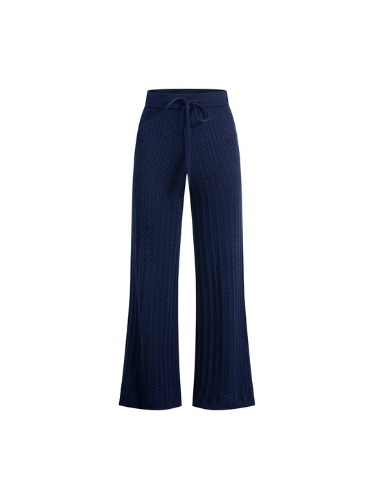 Cable Knit Cardigan and Pants 2-Piece Set