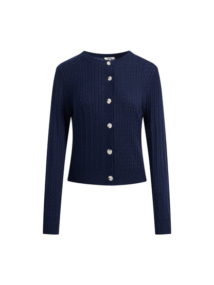 Cable Knit Cardigan and Pants 2-Piece Set