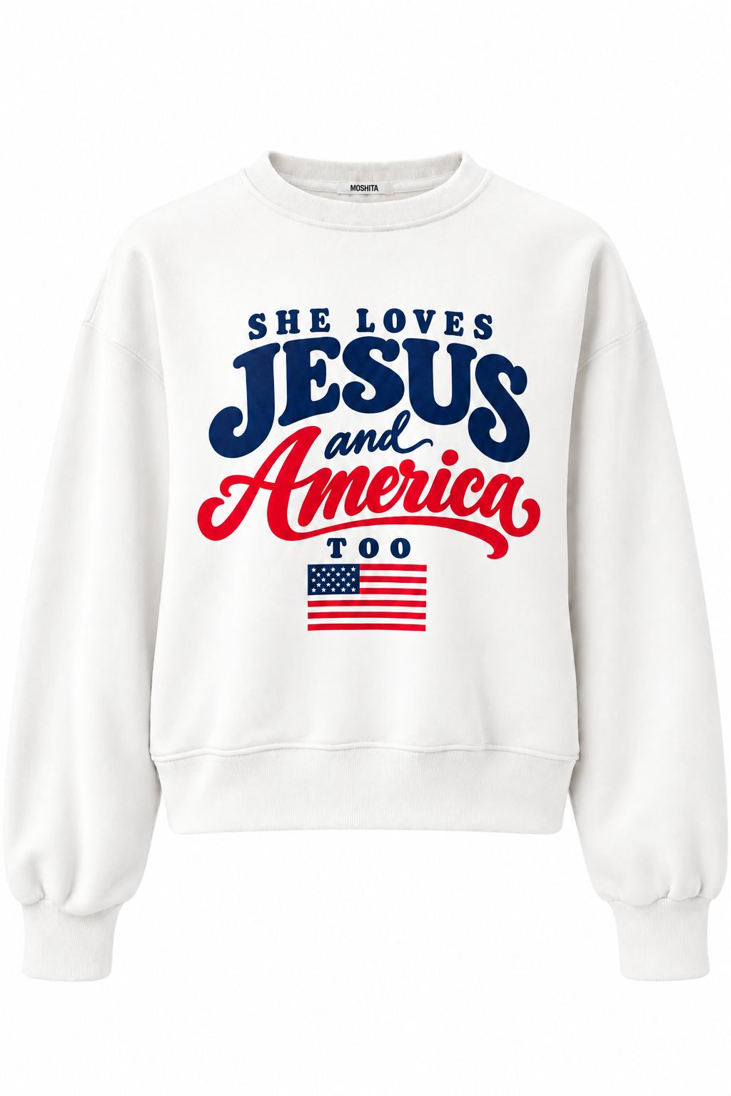 She Loves Jesus and America Too Graphic Sweatshirt