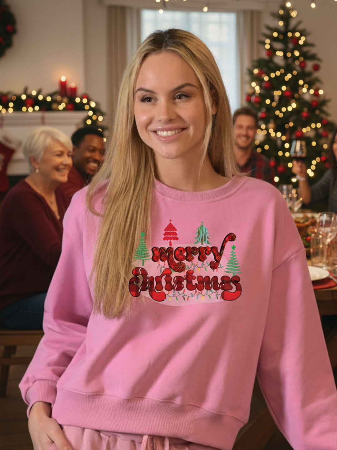 Christmas1 Two Soft Crew Neck Sweatshirt