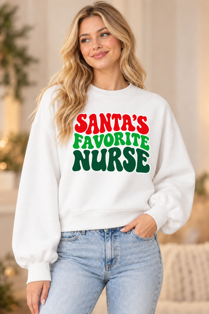 Santa’s Favorite Nurse Christmas Sweatshirt