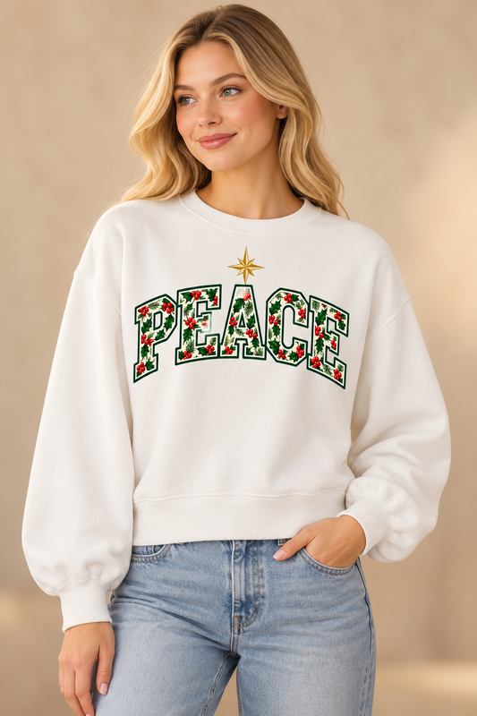 PEACE Christmas Sweatshirt – Ivory