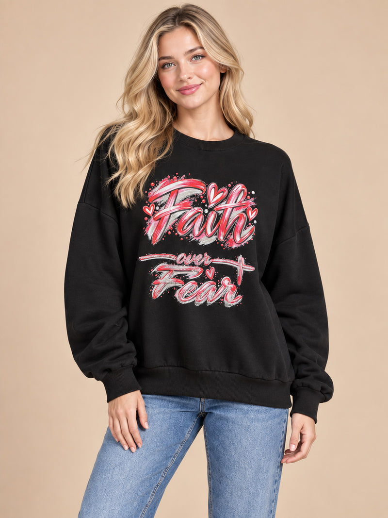 Faith over Fear Graphic with Rhinestone
