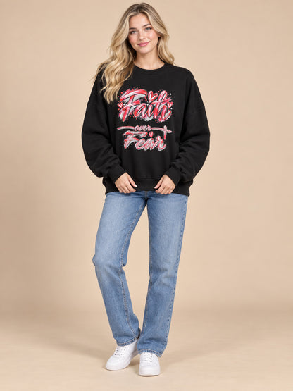 Faith over Fear Graphic with Rhinestone