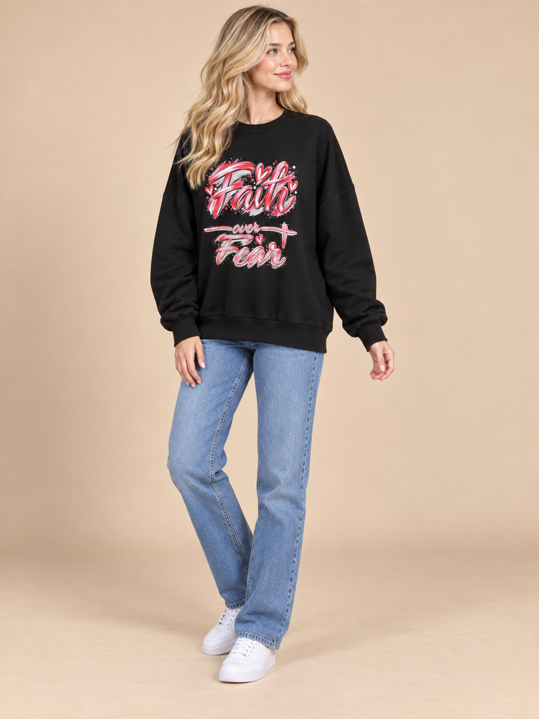 Faith over Fear Graphic with Rhinestone