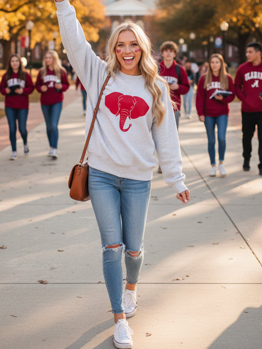 ELEPHANT Print Cozy Crush Terry Sweatshirt