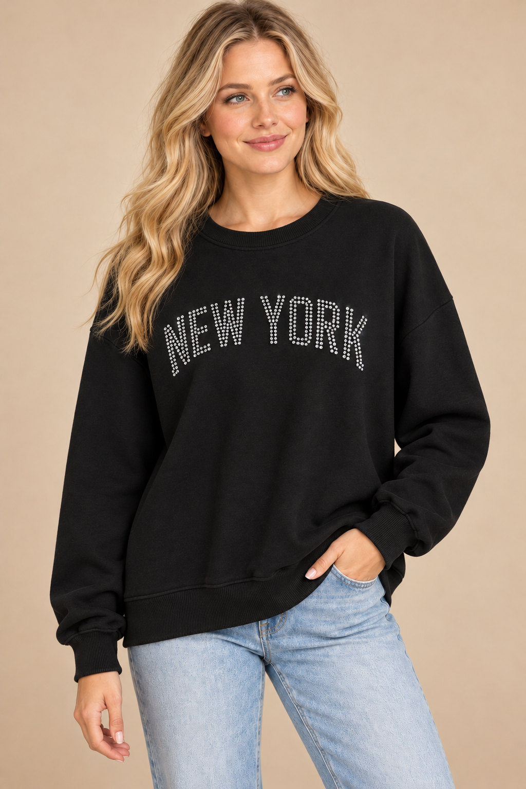 NEW YORK Rhinestone Sweatshirt