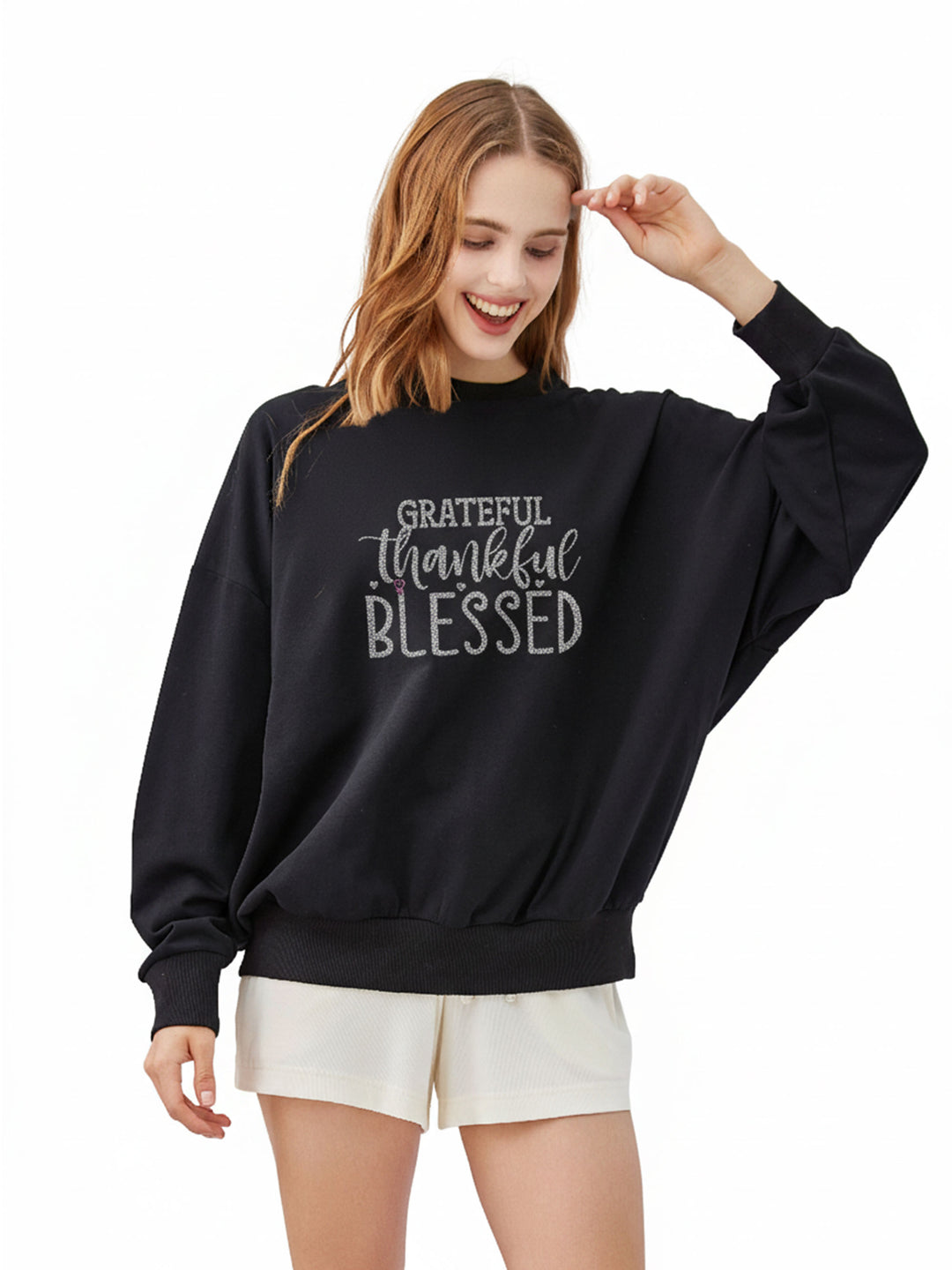 Cozy Crush Sweatshirt-Grateful Thankful Blessed-Hot Fix