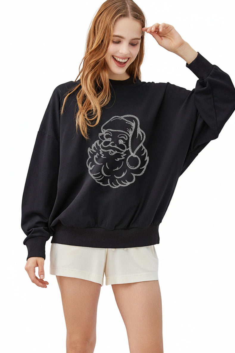 Comfy Crewneck Sweatshirt-Santa Claus-Hot Fix