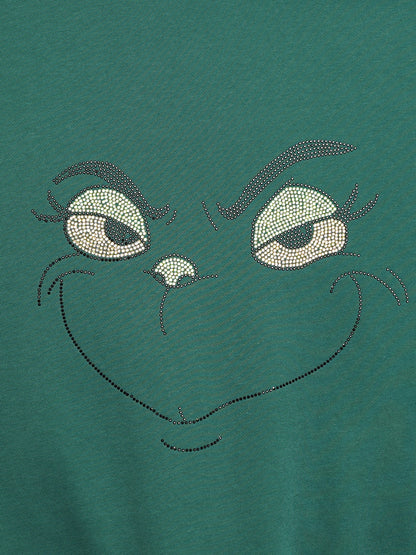 Green Monster Rhinestone Sweatshirt