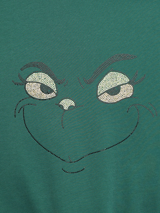 The Cozy Crush Terry Sweatshirt Grinch Hot Fix