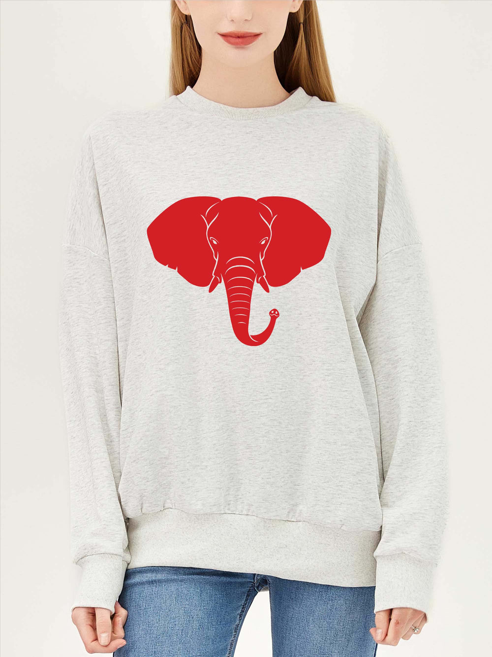 ELEPHANT Print Cozy Crush Terry Sweatshirt