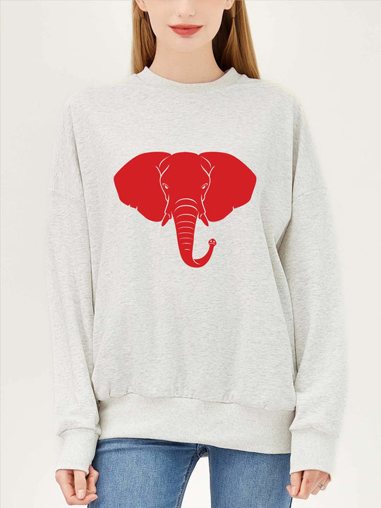 ELEPHANT Print Cozy Crush Terry Sweatshirt