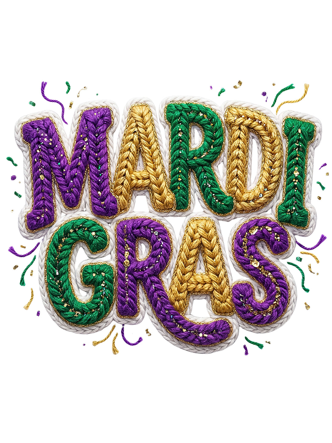 MARDI GRAS Faux Crochet Graphic Print Sweatshirt