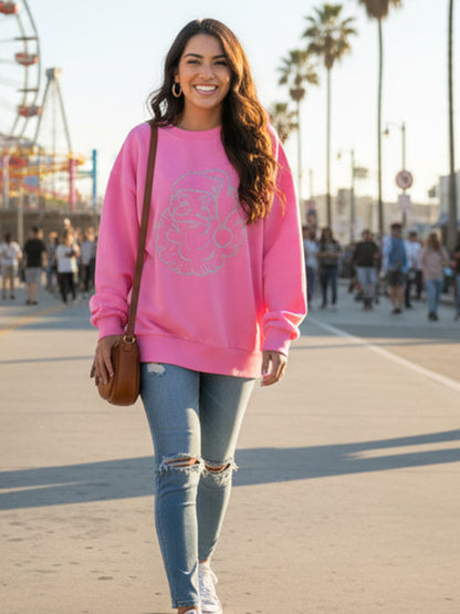 Comfy Crewneck Sweatshirt-Santa Claus-Hot Fix