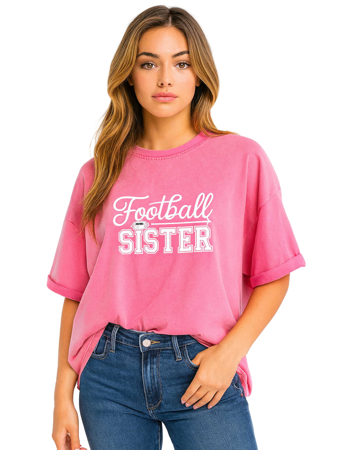 Football sister print The Effortless Washed Tee