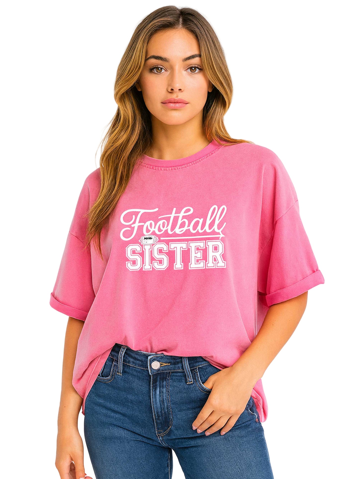 Football sister print The Effortless Washed Tee