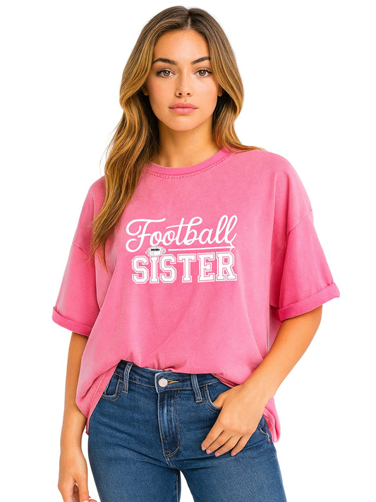 Football sister print The Effortless Washed Tee