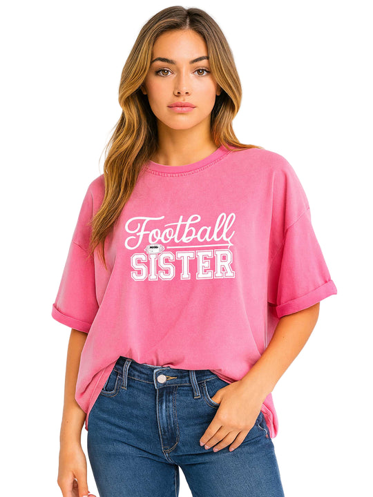 Football sister print The Effortless Washed Tee