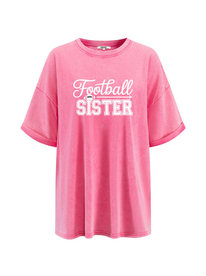 Football sister print The Effortless Washed Tee