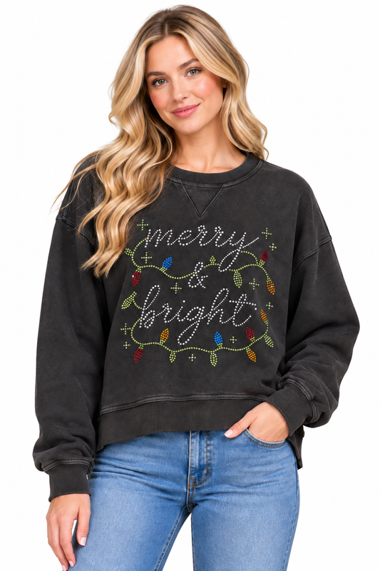 Merry & Bright Rhinestone Salt Air Sweatshirt